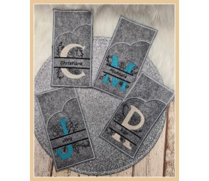 Stickdatei - Doodle Blumen Alphabet Monogram geteilt "M"